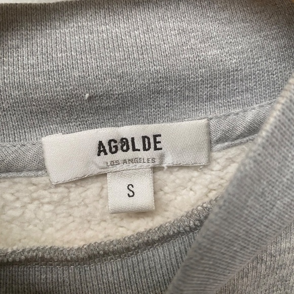 Agolde Anika Gray Geometric Folded Shoulder Pullover Sweatshirt USA Size S - Picture 4 of 10